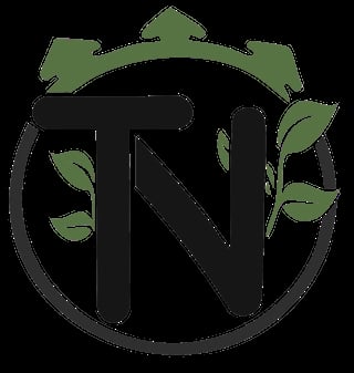 Green leaf logo with arrows and letter N in circular design representing nature or growth